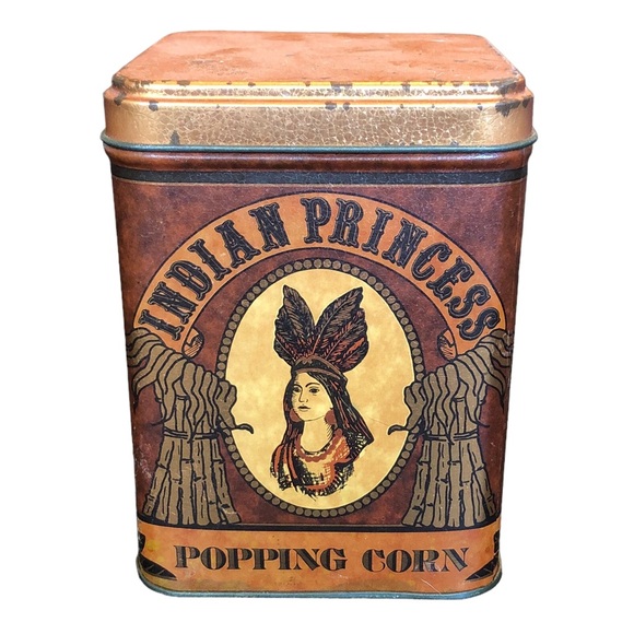 Vintage Indian Princess Popping Corn Metal Tin - Picture 2 of 7